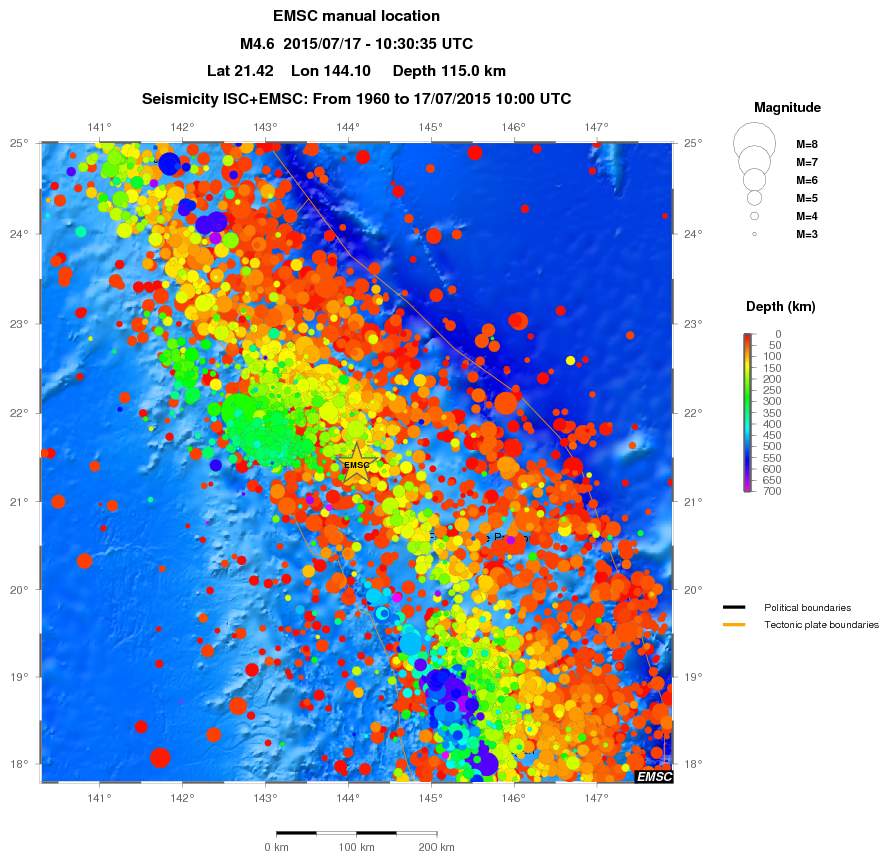 regional depth historical seismicity