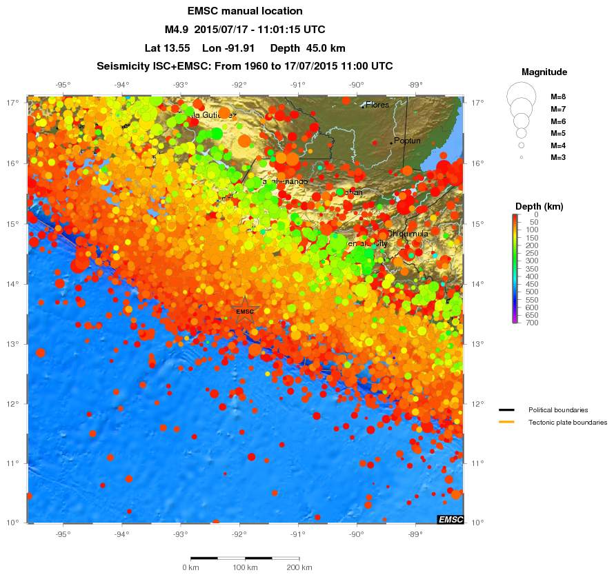 regional depth historical seismicity