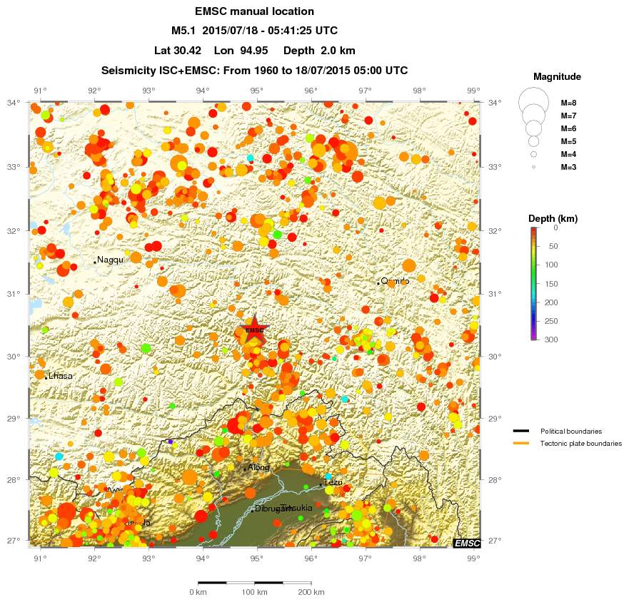 regional depth historical seismicity