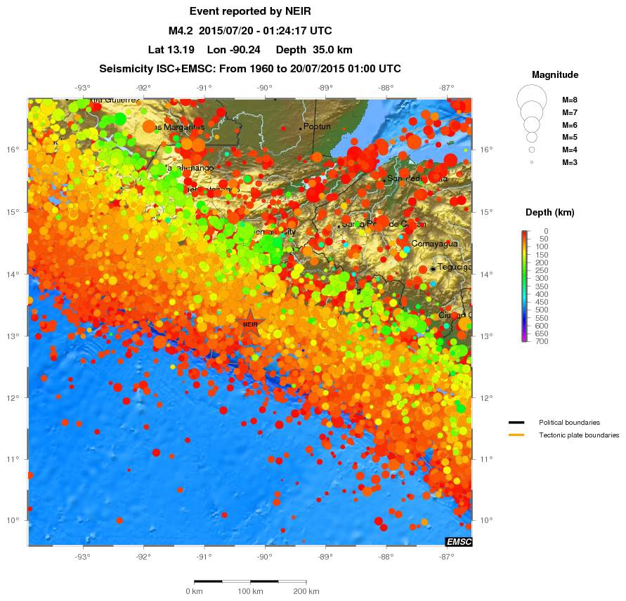 regional depth historical seismicity