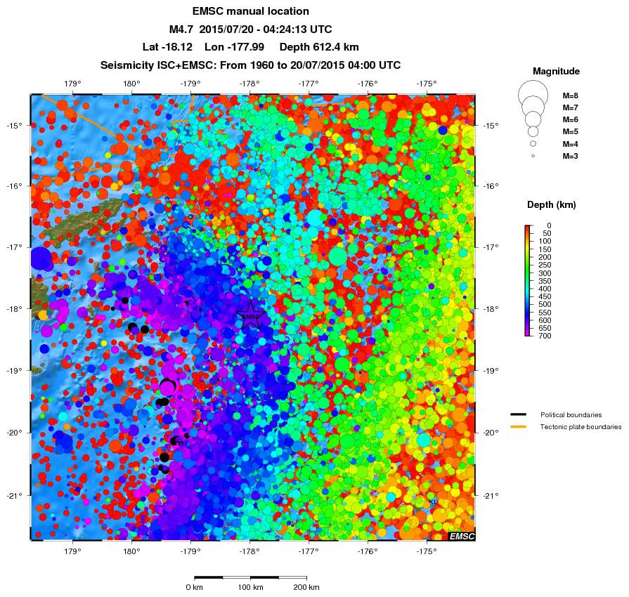 regional depth historical seismicity