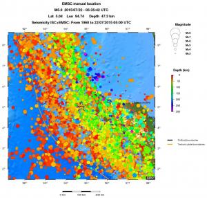 regional depth historical seismicity