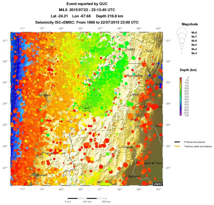 regional depth historical seismicity