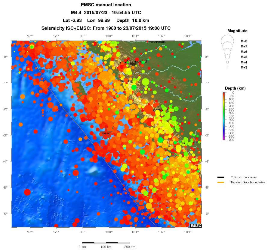 regional depth historical seismicity
