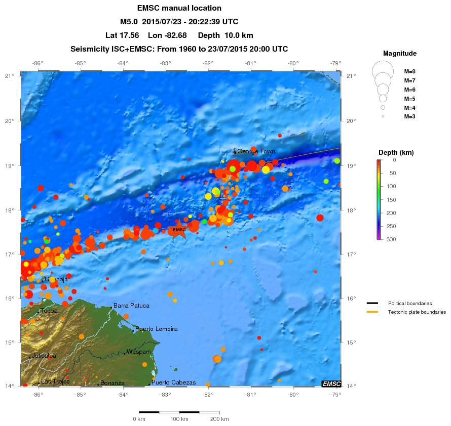 regional depth historical seismicity
