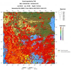 regional depth historical seismicity