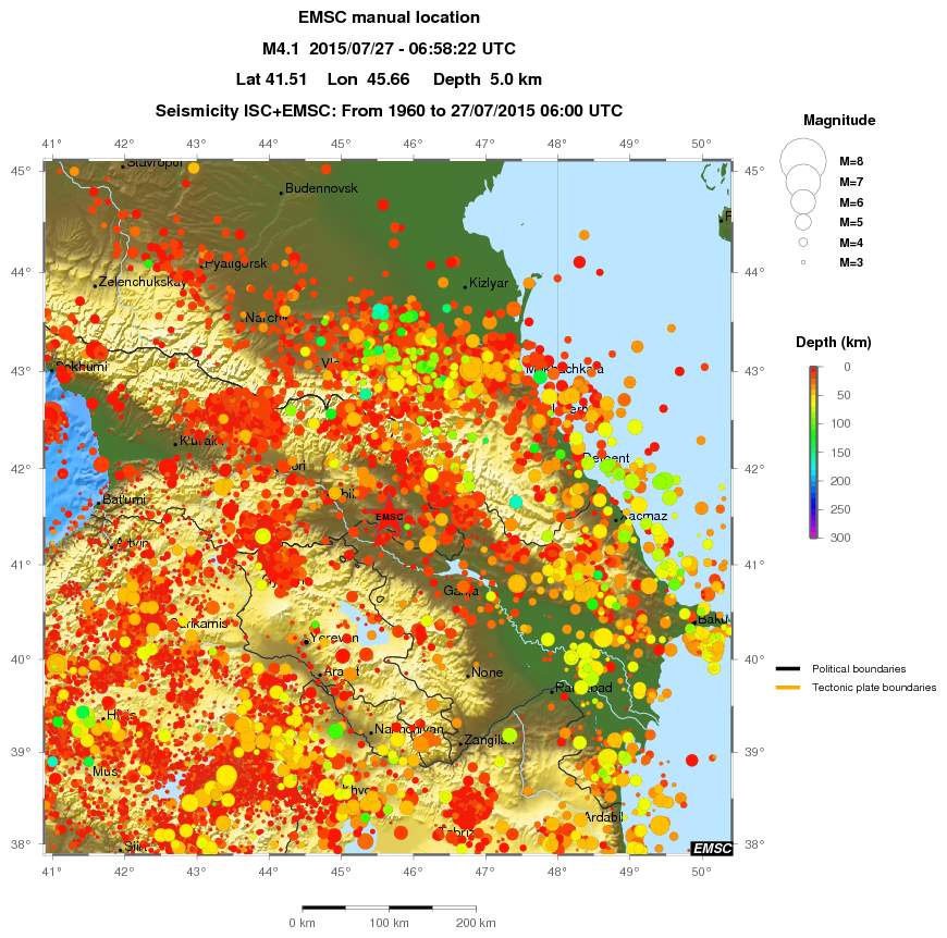 regional depth historical seismicity