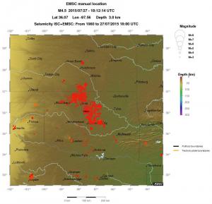 regional depth historical seismicity