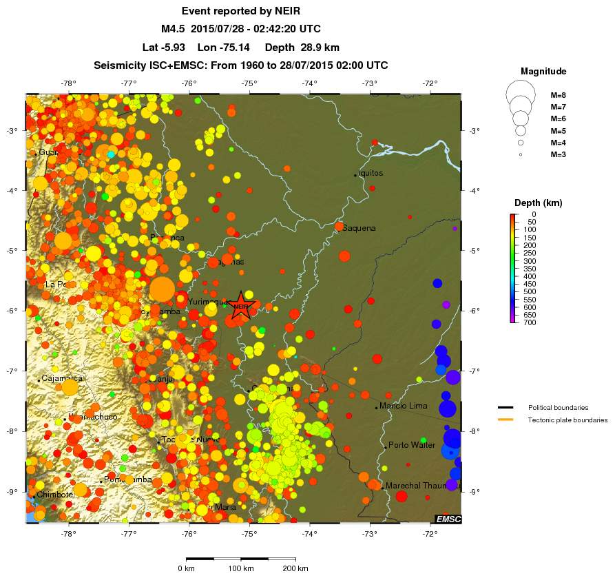 regional depth historical seismicity