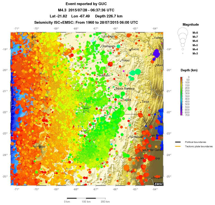 regional depth historical seismicity