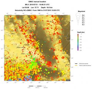 regional depth historical seismicity