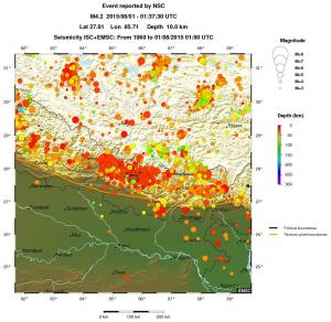 regional depth historical seismicity