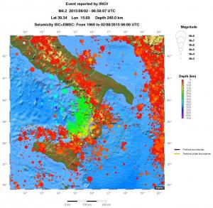 regional depth historical seismicity