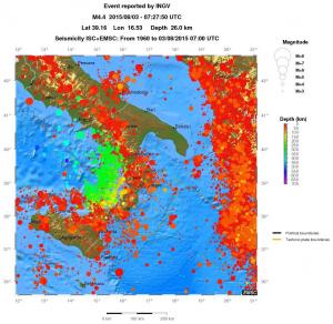 regional depth historical seismicity
