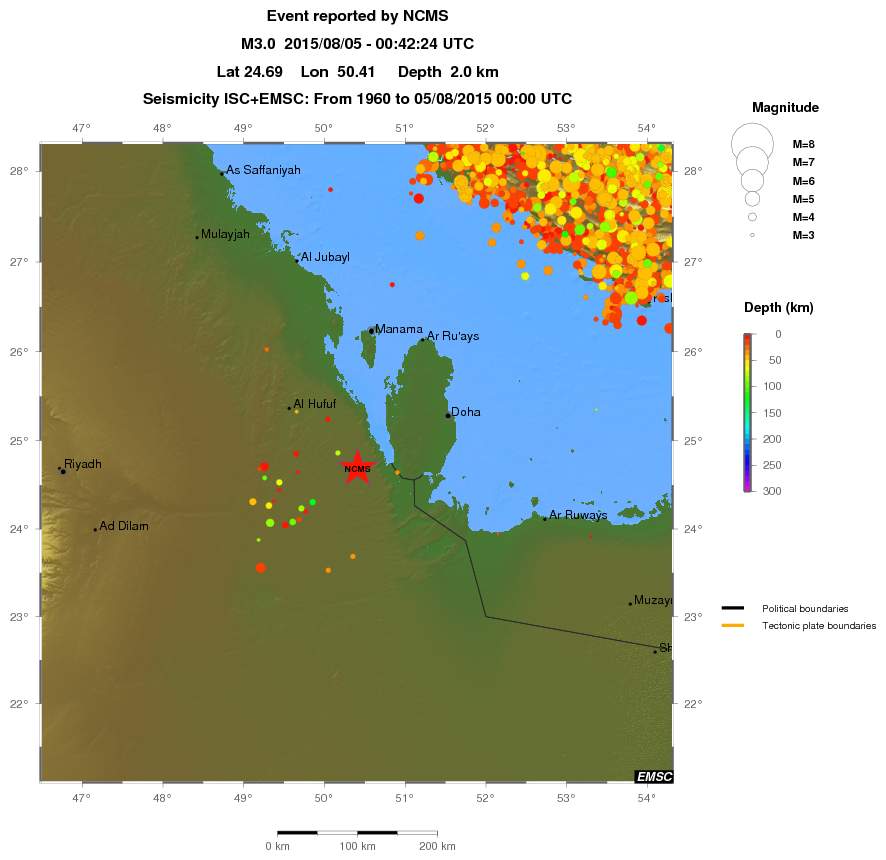 regional depth historical seismicity