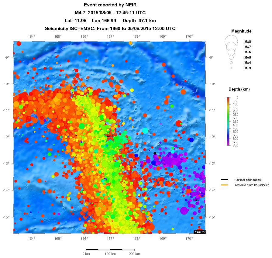 regional depth historical seismicity