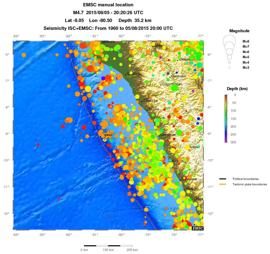 regional depth historical seismicity
