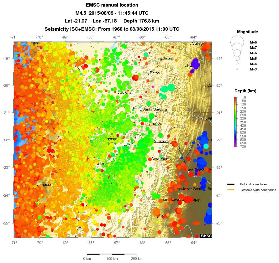 regional depth historical seismicity