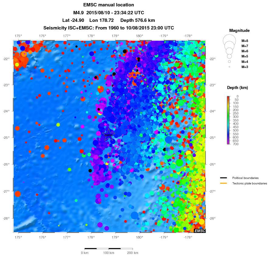 regional depth historical seismicity
