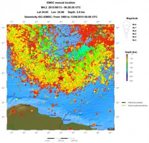 regional depth historical seismicity