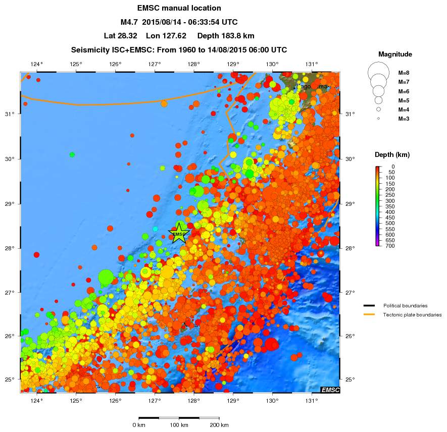 regional depth historical seismicity