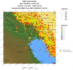 regional depth historical seismicity