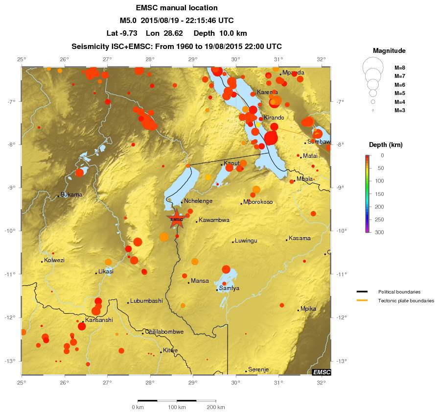 regional depth historical seismicity