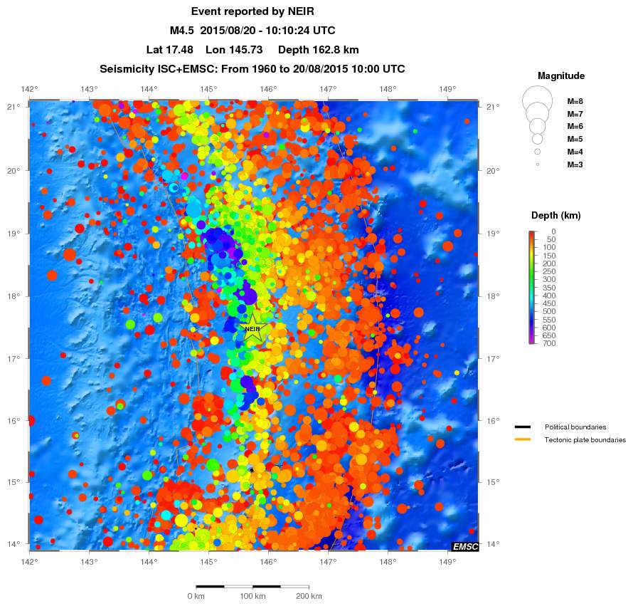 regional depth historical seismicity