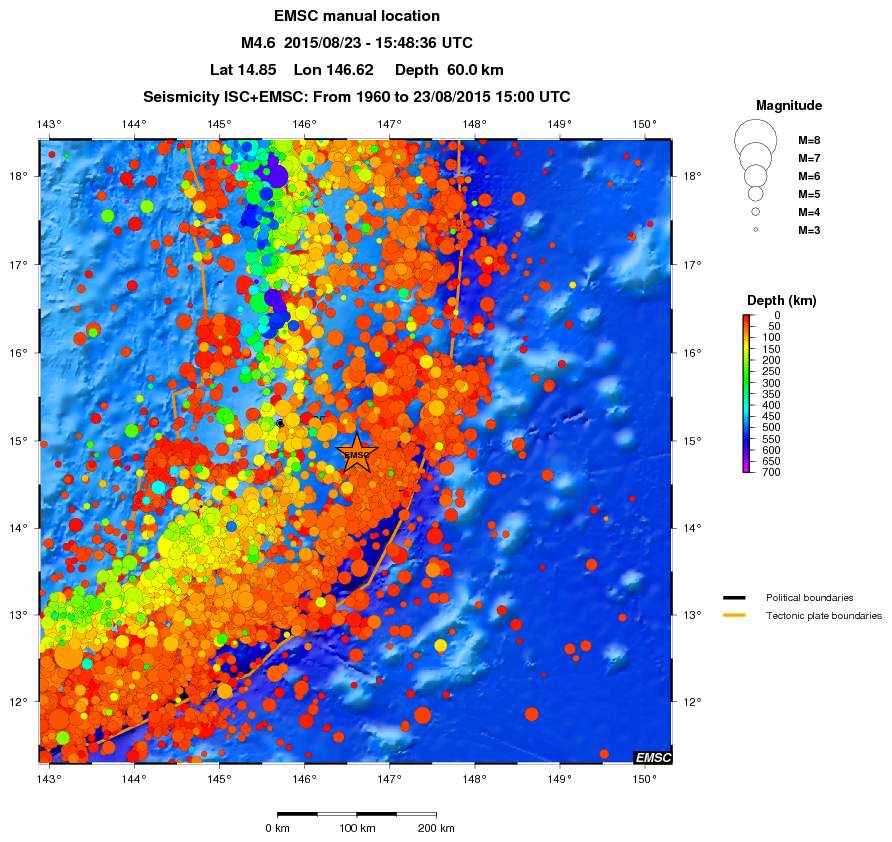 regional depth historical seismicity