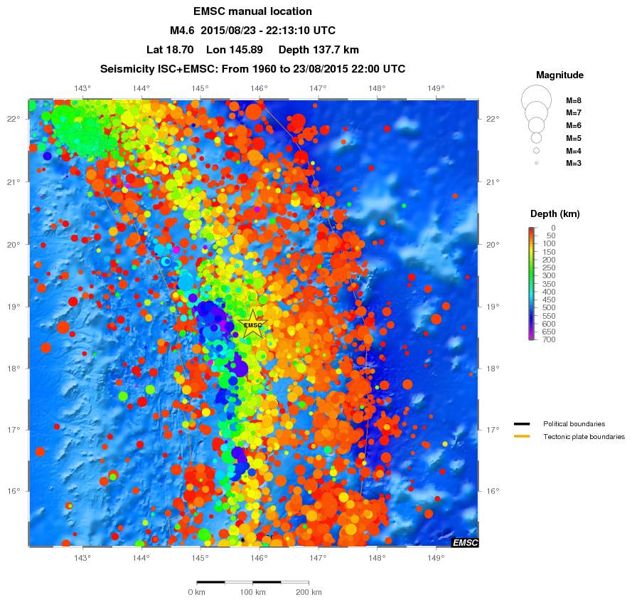 regional depth historical seismicity