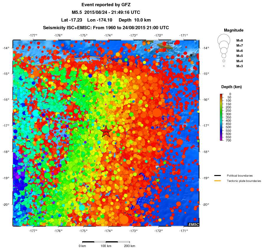 regional depth historical seismicity