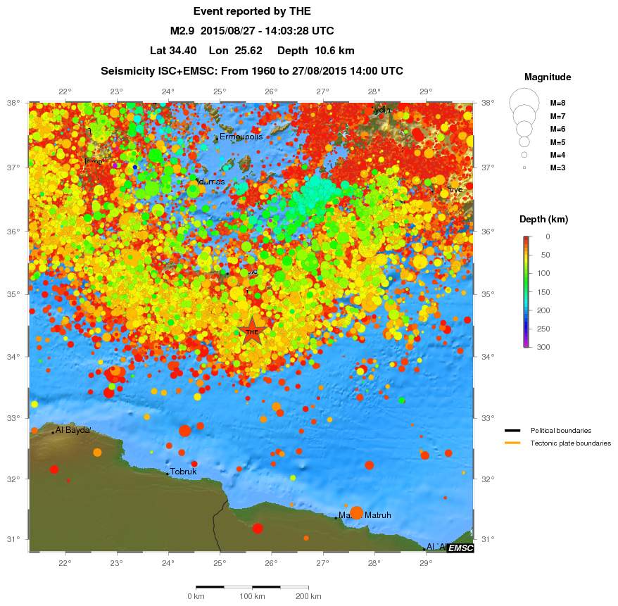 regional depth historical seismicity