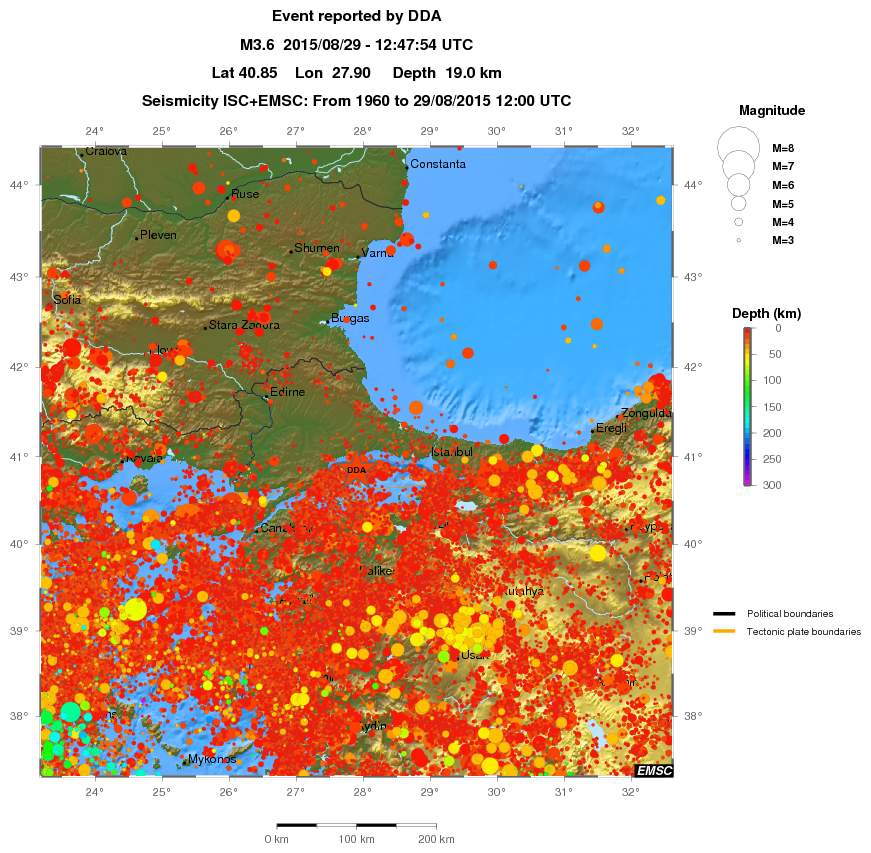 regional depth historical seismicity