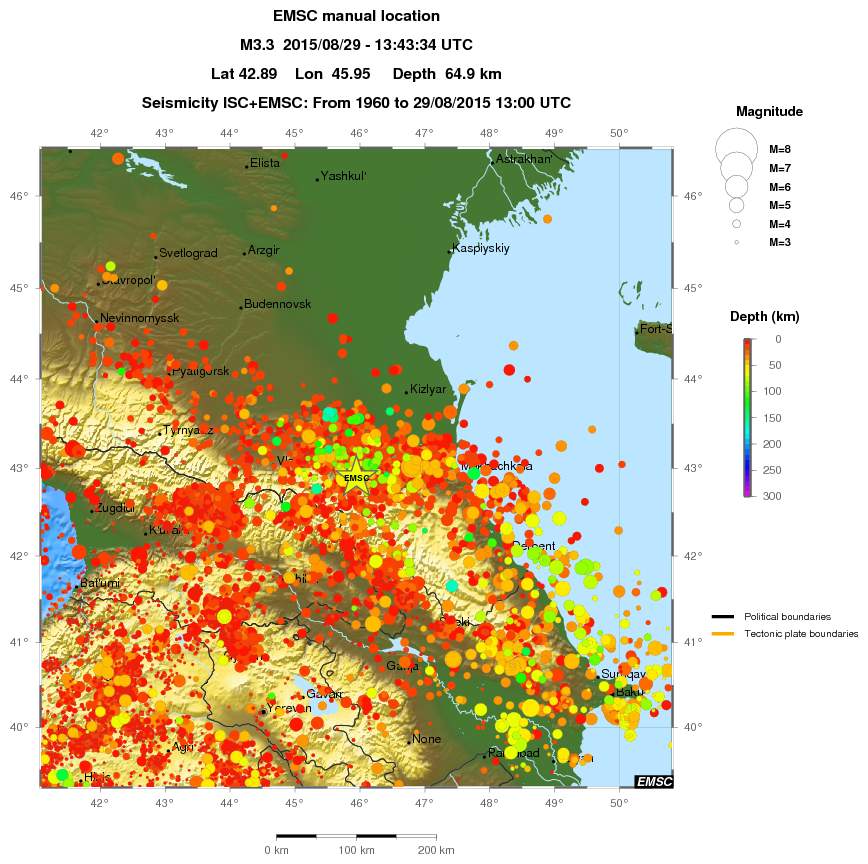 regional depth historical seismicity