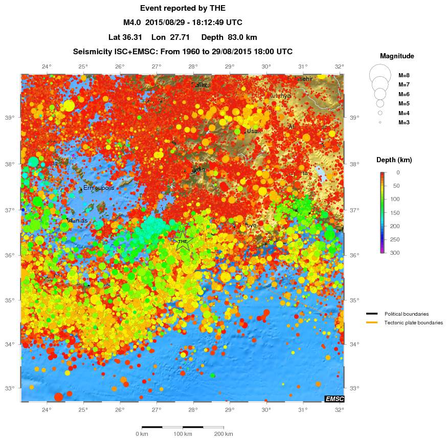 regional depth historical seismicity