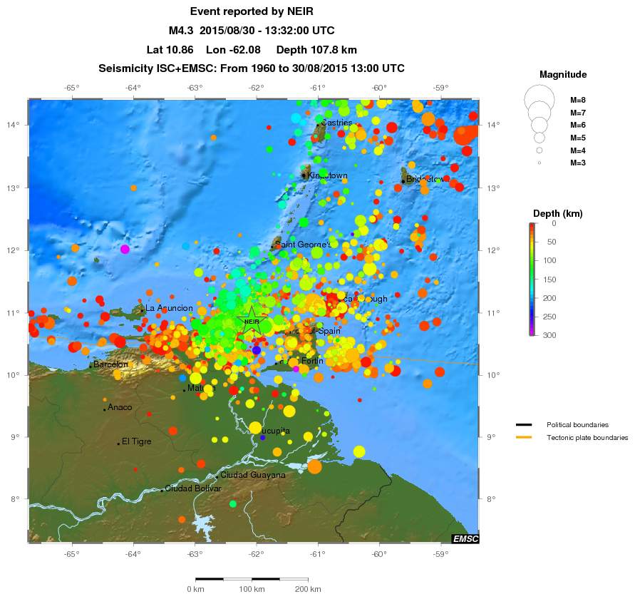 regional depth historical seismicity