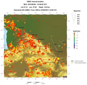 regional depth historical seismicity