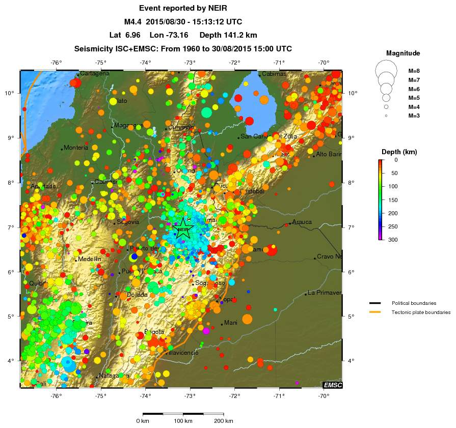 regional depth historical seismicity
