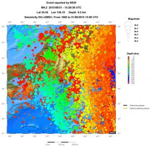 regional depth historical seismicity