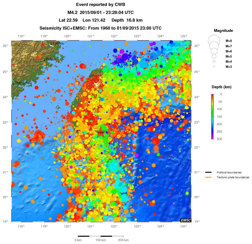 regional depth historical seismicity