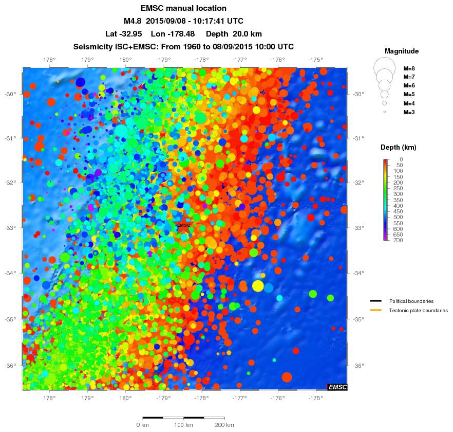 regional depth historical seismicity