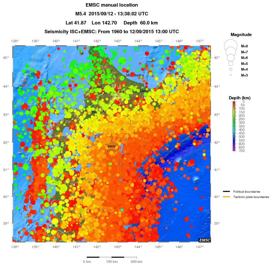 regional depth historical seismicity