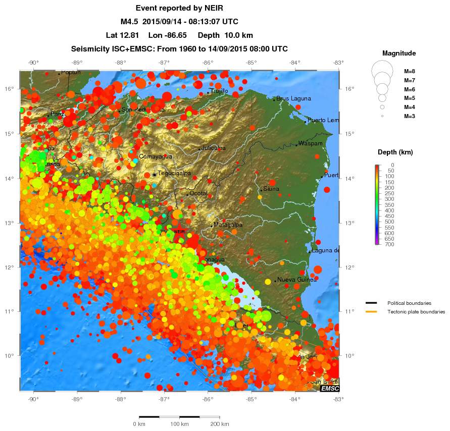 regional depth historical seismicity