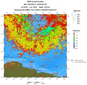 regional depth historical seismicity