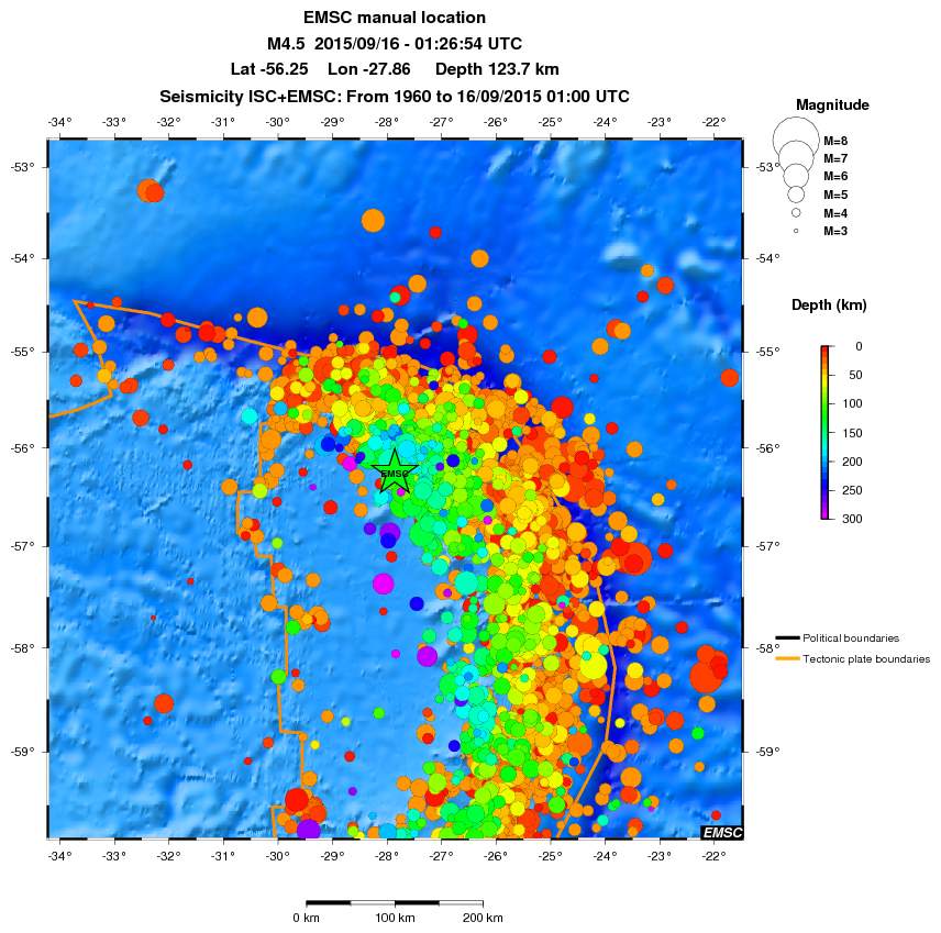 regional depth historical seismicity