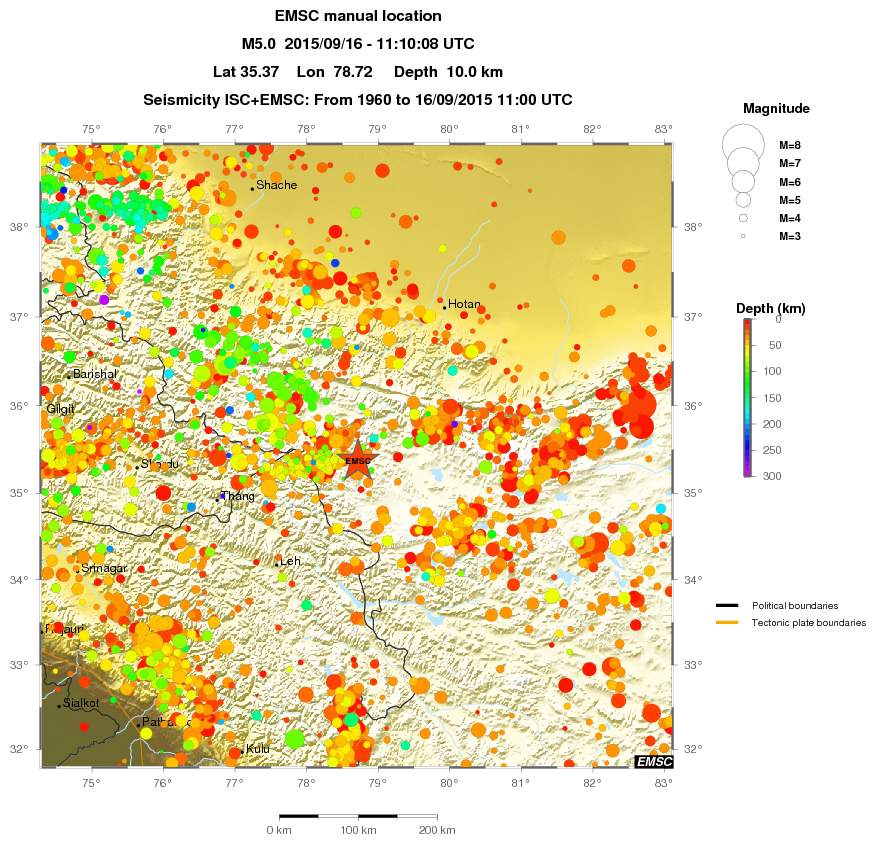 regional depth historical seismicity