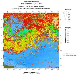 regional depth historical seismicity