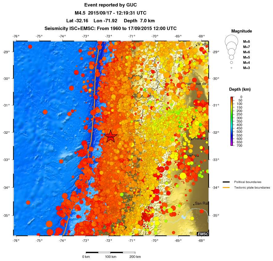 regional depth historical seismicity