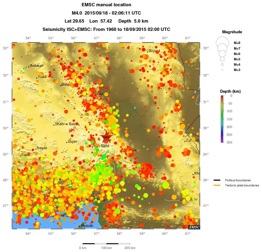 regional depth historical seismicity