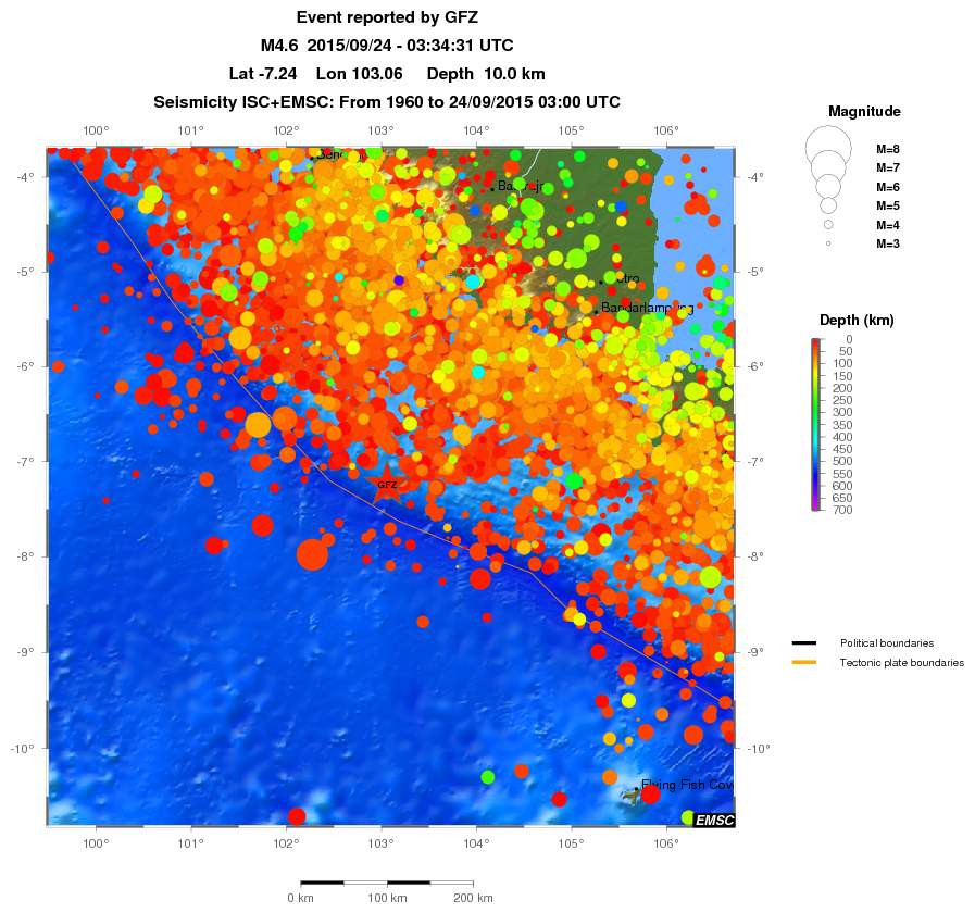 regional depth historical seismicity